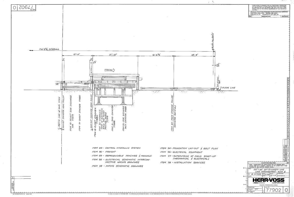 Used 60" x .135" Herr Voss Cut-To-Length Line (Used)