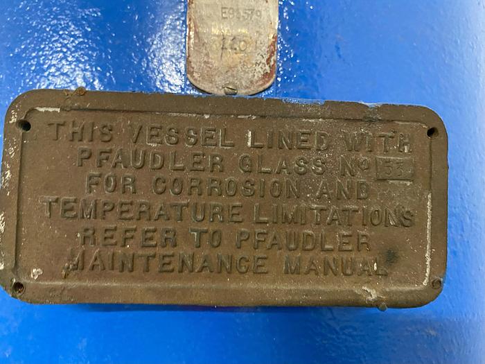 Used 25 GALLON PFAUDLER GLASS LINED REACTOR BODY – JACKETED