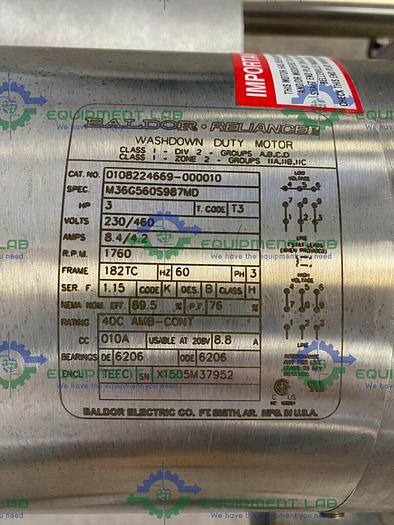Used Fristam FZX2100 Centrifugal Pump on Stainless Steel Rolling Cart w/ Controller