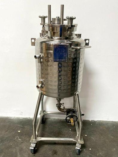 Used Bulling 80 Liter Stainless Steel Dimple Jacketed Tank 60 PSI / FV & Bottom Drain