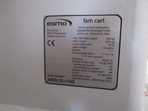 Used ESMO FAM Cart Analytical Manipulator Cart adapted for Advantest T2000
