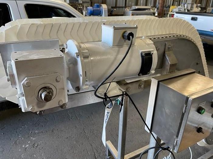 Used 176" Long x 8" Wide Food Grade Flighted Incline Conveyor