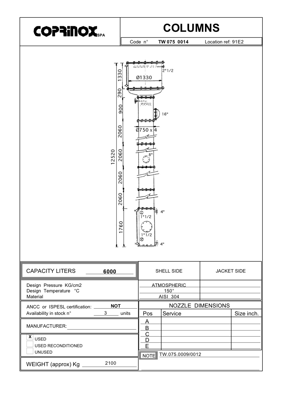Used Fill column 6m3