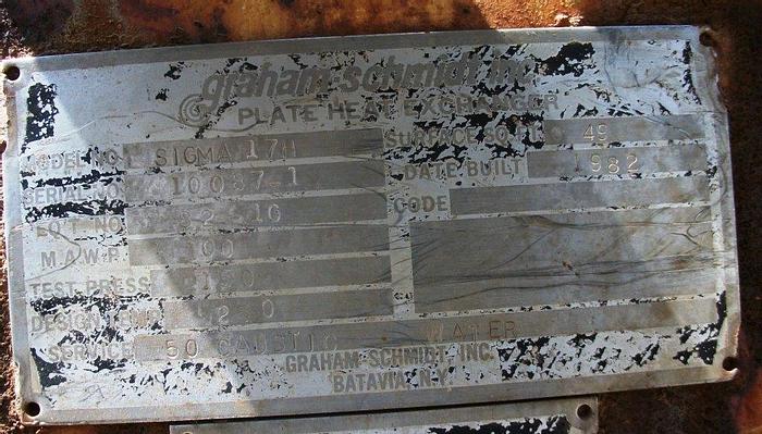 Used Heat Exchanger, Plate, 49 SF, Graham, 36 Plates #S741794