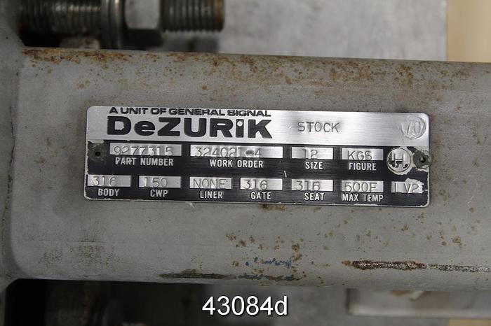 Used Dezurik 12" Hand Operated Knife Gate Valve #43084