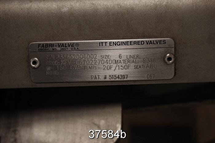 Used Fabri 6" Hand Operated Knife Gate Valve #37584