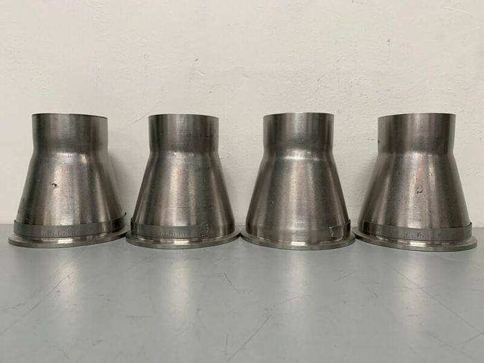 Used Stainless Steel 7" Cone Reducer w/ One Sanitary Fitting 6.5" to 4"