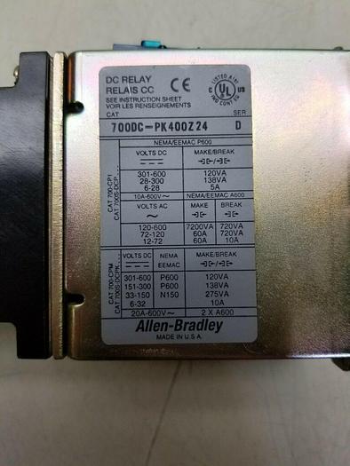 Used ALLEN BRADLEY 700DC-PK400Z24 SER.D, 700-PT Ser D