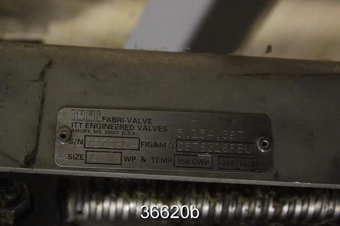 Used Fabri 8" Hand Operated Knife Gate Valve, C37S316FBU #36620