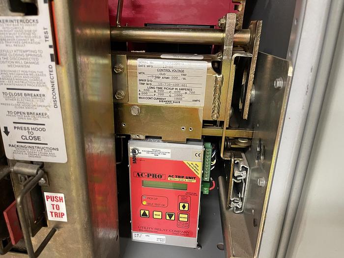 Used 480 V SIEMENS SWITHGEAR With AC PRO TRIP UNITS