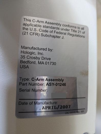 Used Hologic Fluoroscan Insight 2 C-arm