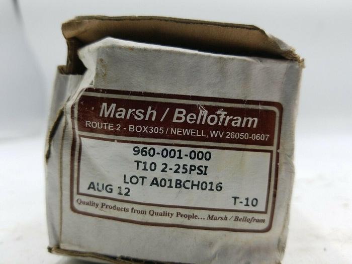 BELLOFRAM, MARSH BELLOFRAM 960-001-000 PRESSURE REGULATOR. T10-2-25PSI.