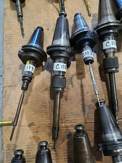 Used CAT 50 Tool Holders One Lot of 6 Assorted CNC Tooling with Cutters & Drills