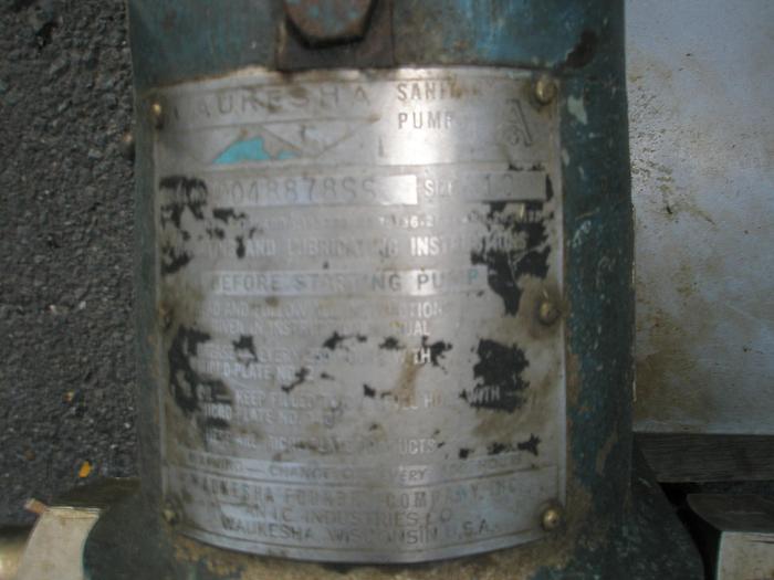 Used Pump, Positive, Waukesha, Mdl 010, S/st, 1 HP, 1.5" #S735432