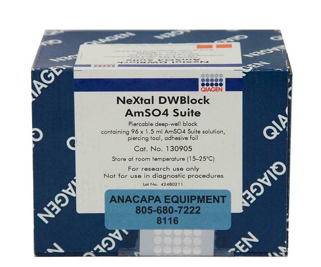 Qiagen 130905 NeXtal DWBlock AMSO4 Suite Pierceable Deep-Well Block New (8116)W