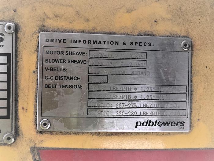 Used Used PdBlower Pressure Package consisting of  (1) Roots 821 RCS-J positive displacement blower