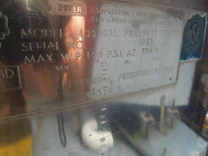 Usado Groen 400 gal Processor 316ss