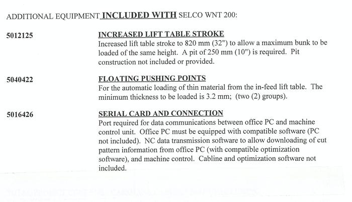 Used 1997 Selco WNT-200 Panel Saw