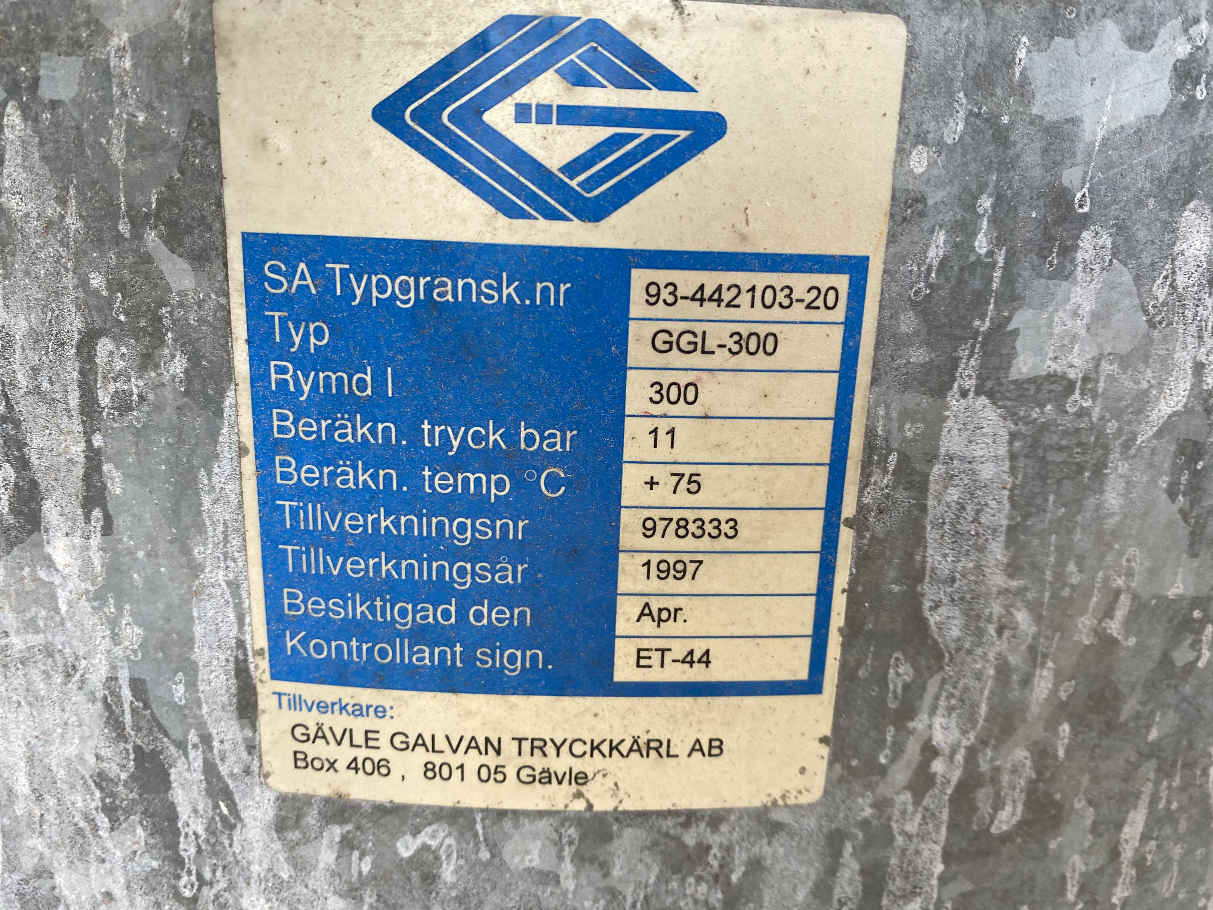 Begagnad Trycktankar 300/150liter