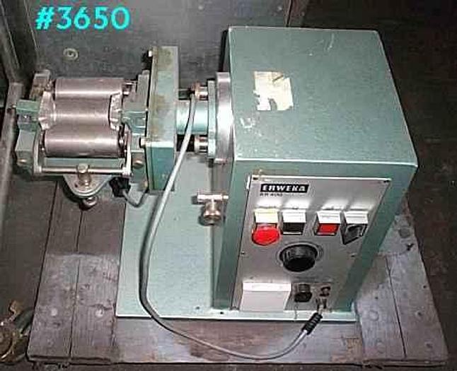 Used 2 in. x 4 in. ERWEKA THREE ROLL MILL LAB TEST UNIT W/HOMOGENIZER ATTACHMENT