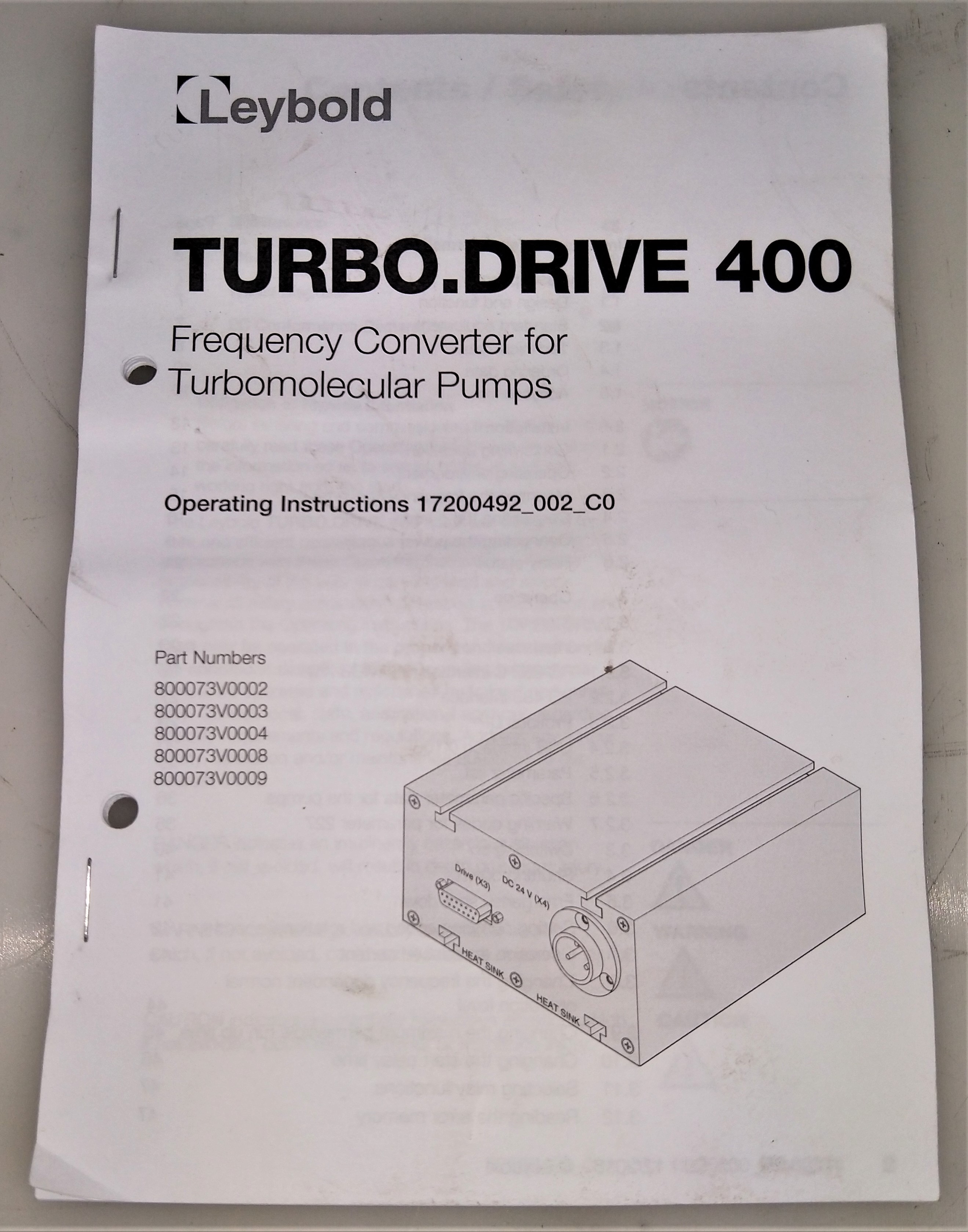 Used Leybold TW250S Turbomolecular Drag Pump with TD400 Converter