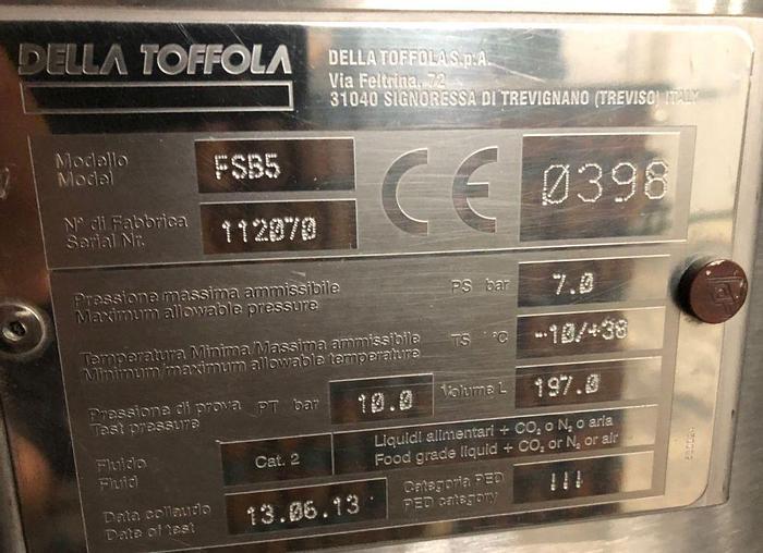Used Filter, Pressure Leaf, 5 Sq. m, Della Toffola, DE Filter #A743046
