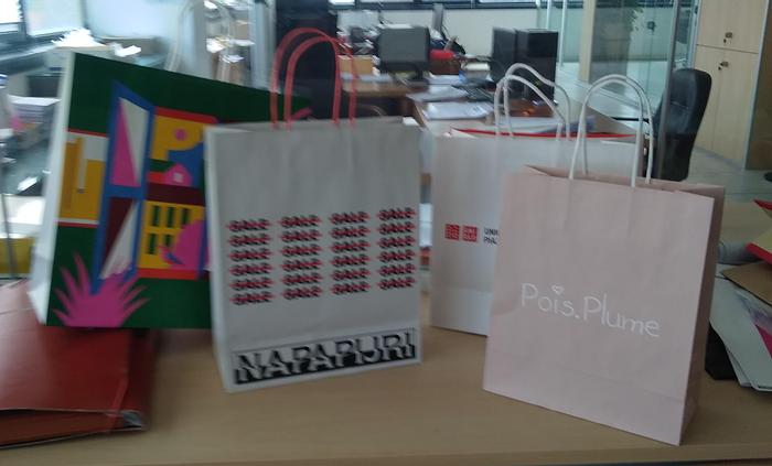 Used NEWLONG 335T+504TH - Sheet fed paper bag  machine  with top fold and twisted loop handles