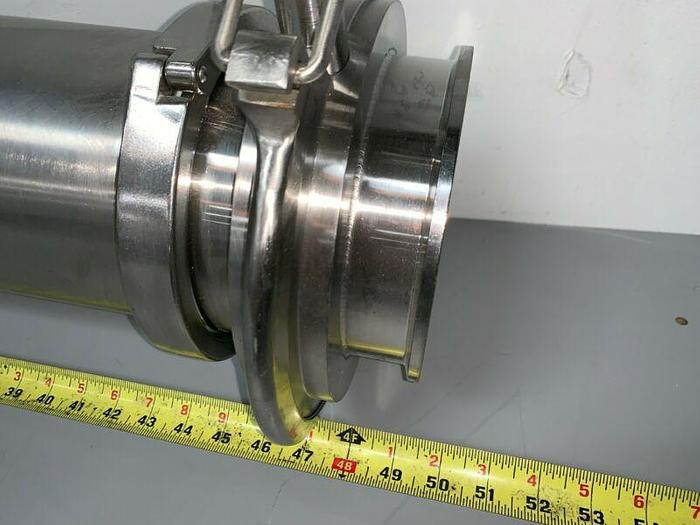 Used Stainless Steel 48" Pipe w/ Pepperl+Fuchs Proximity Switch, 6" Sanitary Fittings