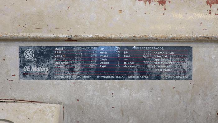 Used General Electric 5KS254BD104B 15 HP A/C Motor #44450
