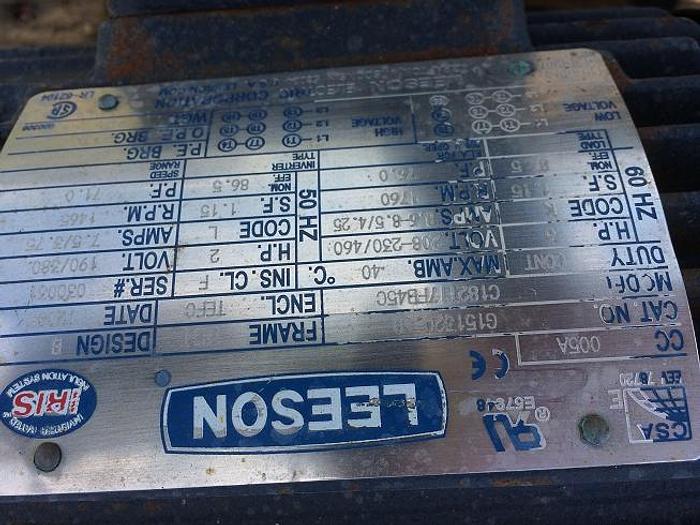 Used Unused Leeson 3 HP 3/60/208-230/460 volt motor.
