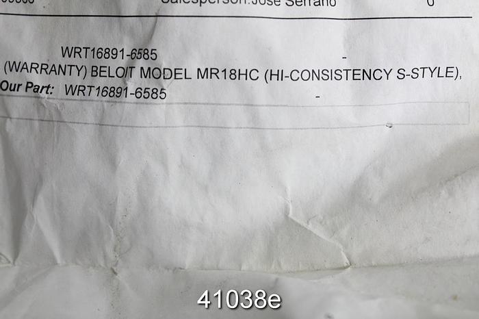 Used Beloit MR18 Pressure Screen High Consistency S-Style Bump Rotor #41038