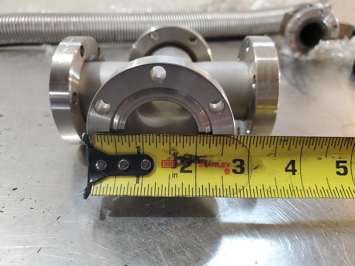 New Old Stock Varian Vacuum 4-way Cross Flange 1 1/2" tubes, 2 3/4" Flanges (BRE4)