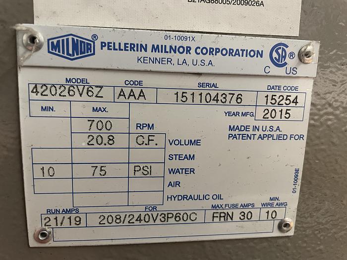 Used 2015 MILNOR 140LB WASHER