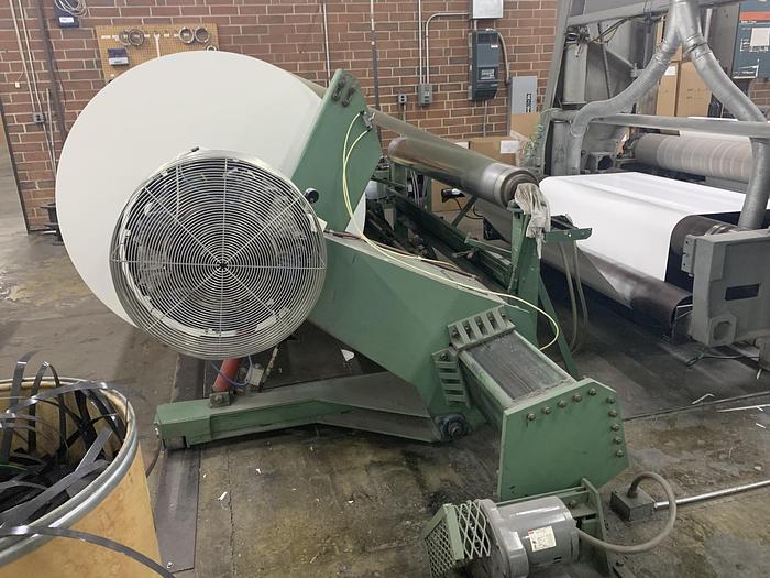 Used 72" WIDE POWELL SHAFTLESS FLOOR PICK UP UNWIND STAND 84" DIAMETER