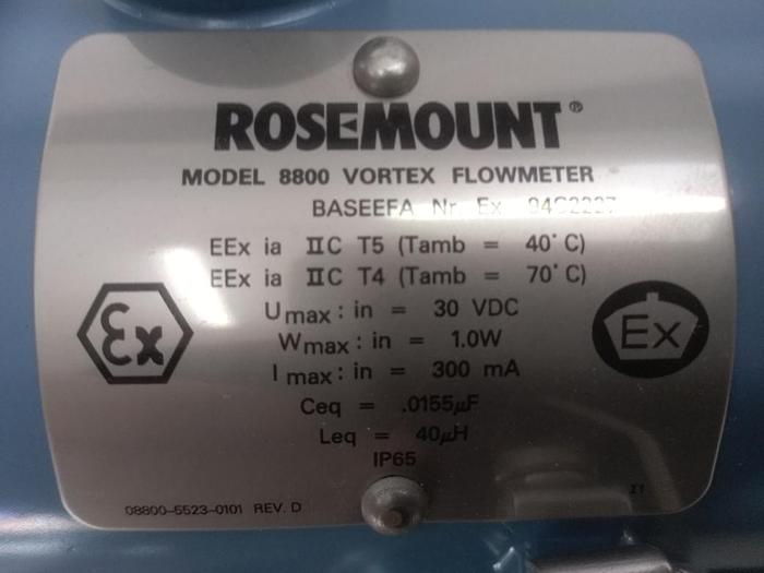 Caudalímetro Vortex 8800, F020SD1N3D1I1M5, Rosemount, Eex, nuevo