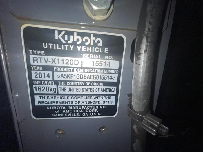 Used 2014 Kubota RTV X1120 D