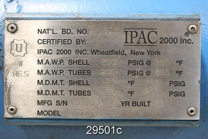 Unused Ipac W0710FA0U00 Shell And Tube Heat Exchanger #29501