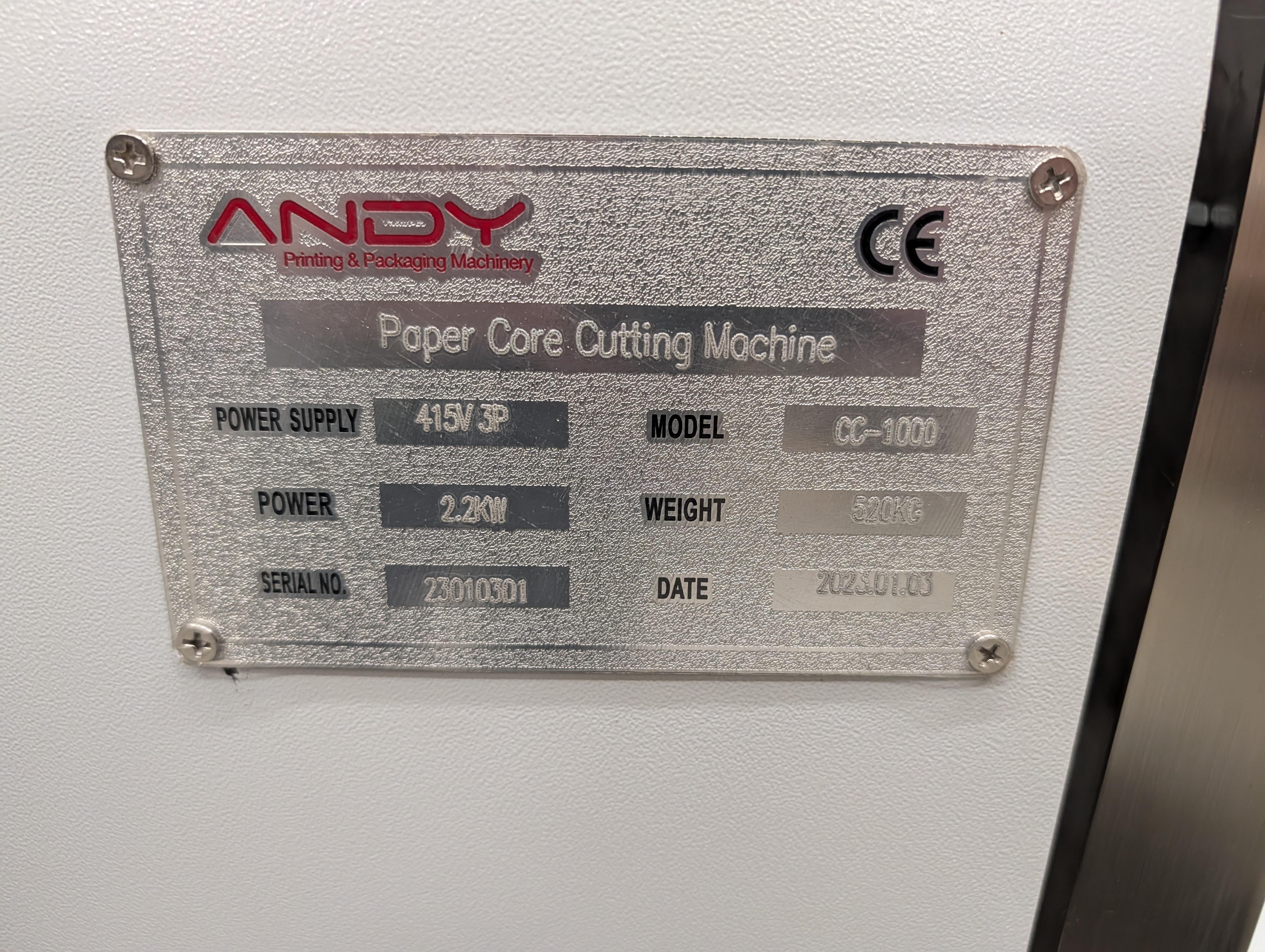 Used 2021 Andy Machinery Core Cutter