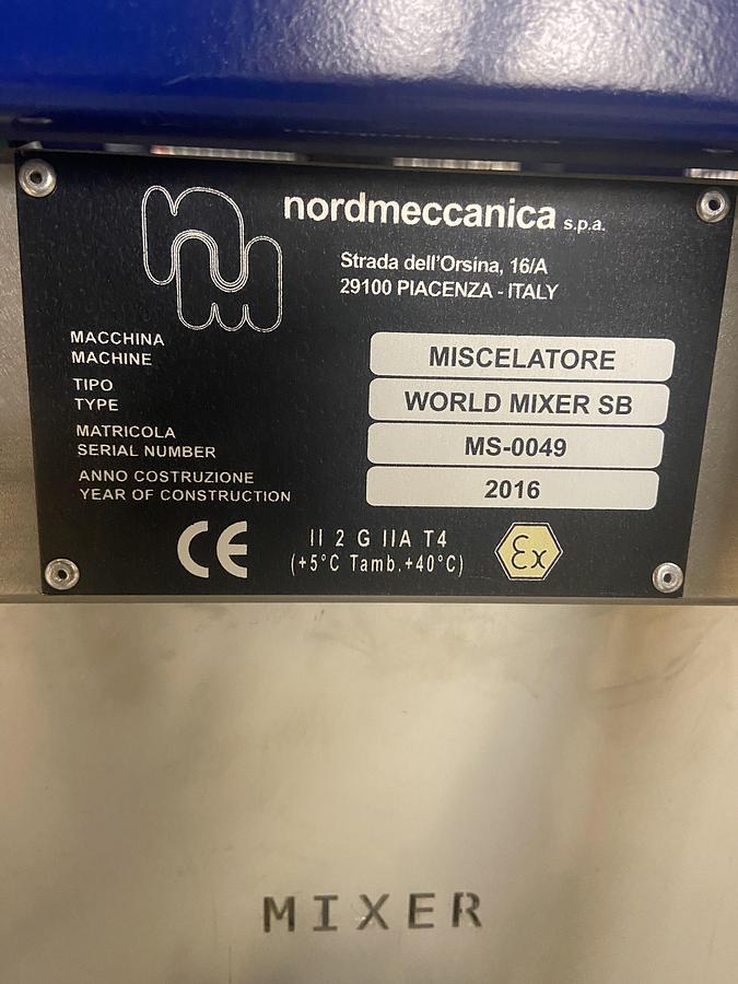 Used 2016 Nordmeccanica Solvent Mixer