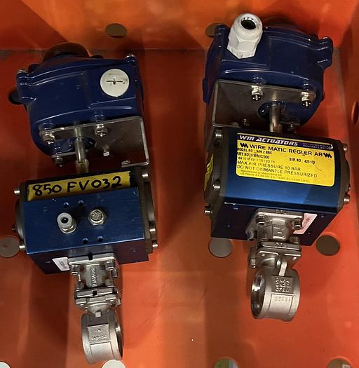 Used WM 8 SR actuator with stainless steel ball valve, type S69-ISO and position monitoring switch, type ITS-100
