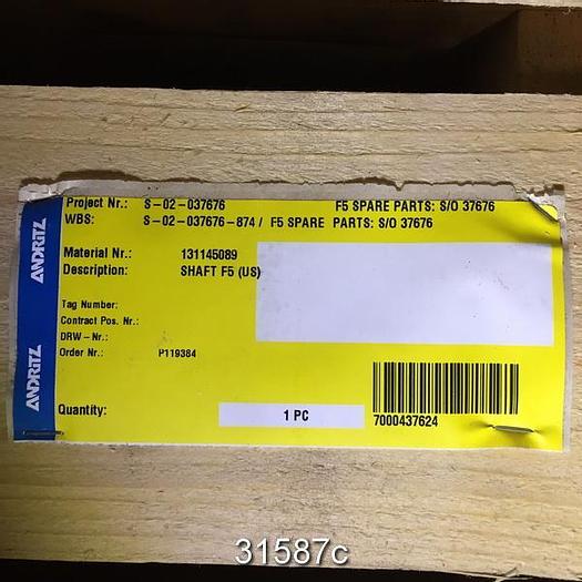 Unused Andritz F5 Moduscreen Shaft #31587
