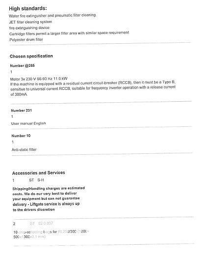 Used 2016 Felder RL350 Dust Collector