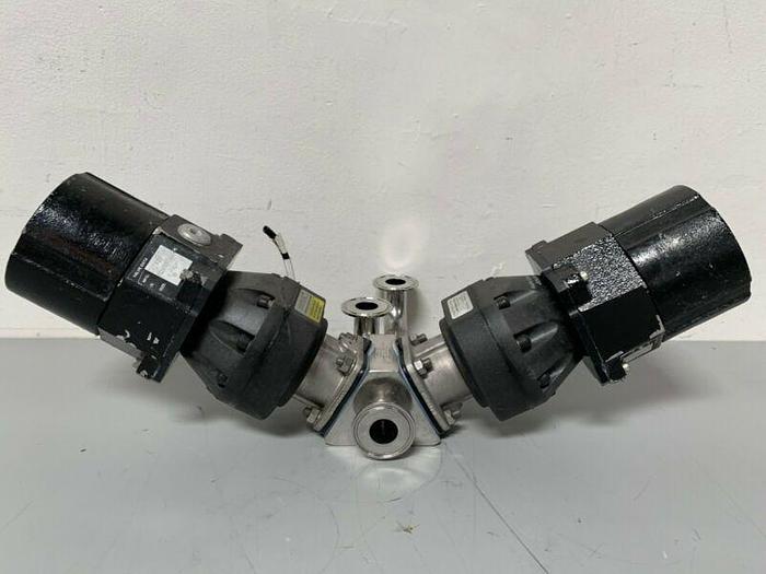 Used 2 ITT Sherotec 3-way Stainless Steel Valve w/ Position Monitors & 2" Fittings