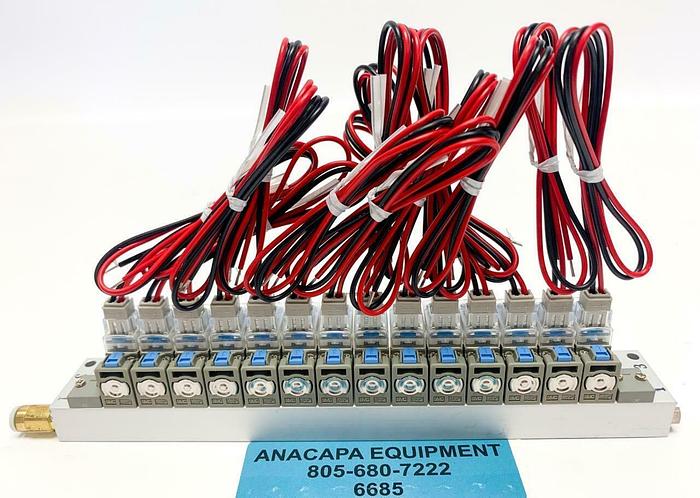 SMC V100-1-6 Solenoid Valve (X14), 16 Station Manifold, Lead Wires New (6685)W