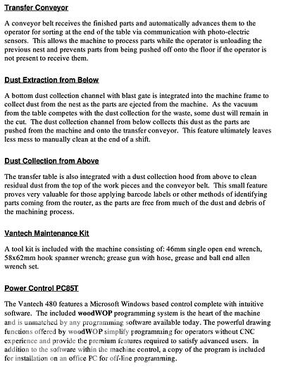 Used Weeke Vantech 480 with Infeed & Outfeed System