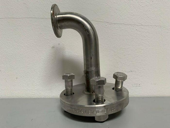Used Stainless Steel 4 1/2" Flange w/ 1" Sanitary Fitting