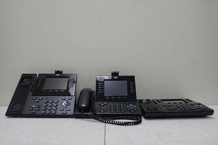 Used Lot of 3 Cisco Model CP-9951 UC Phones with 2 Stands and 1 Handset