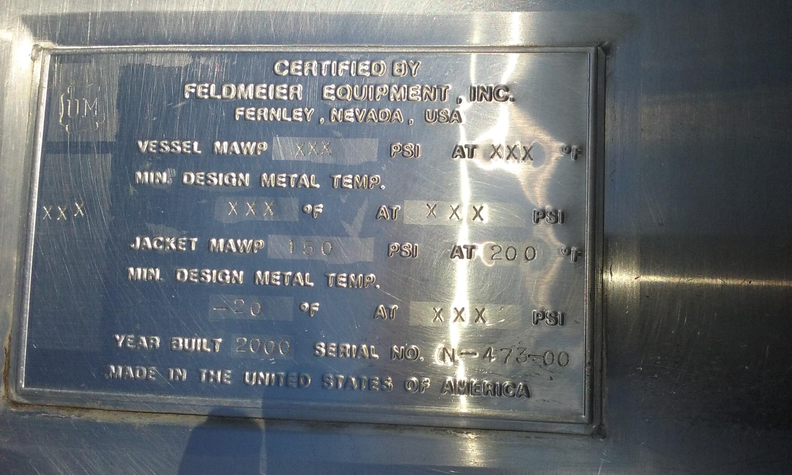 Refurbished 4500 GALLON VERTICAL JACKETED STORAGE TANK.