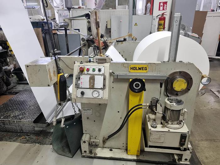 Used (visible in production) 2001 HOLWEG RS26 + IF 526 printing unit (4 colours) - Flat & satchel paper bag machine