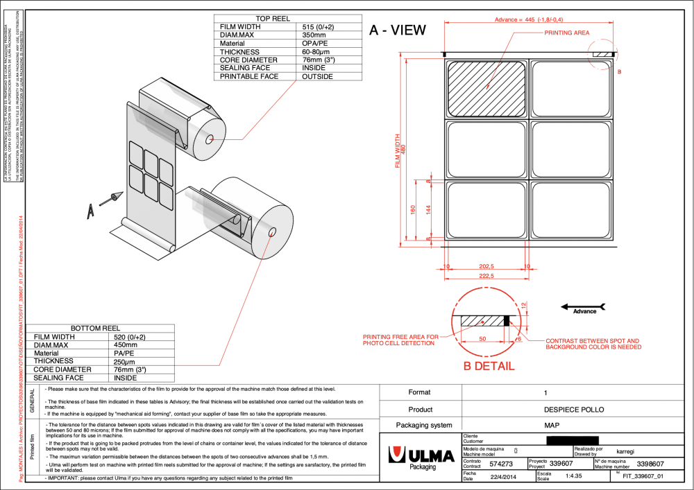 Ulma high speed thermoformer, TF700 with MAP option.